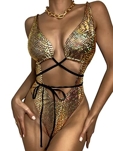 Metallic Snakeskin One Piece Swimsuit for Women by UCadego