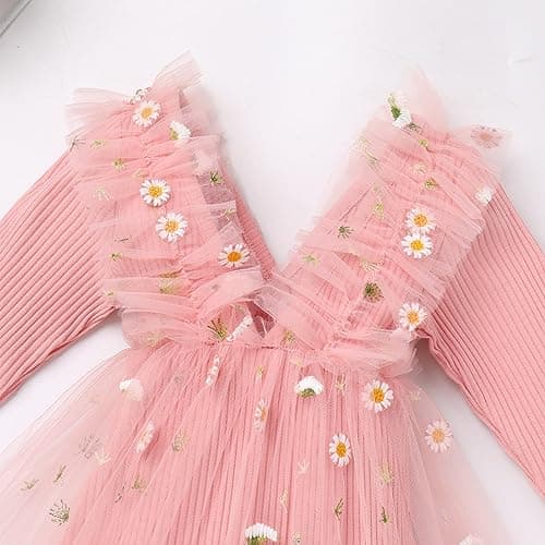 Newborn Baby Girl 1st Birthday Outfit - Long Sleeve Romper Dress