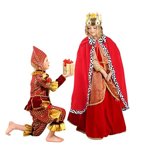 4-Pack Kids King Costume Set: Red & Blue Cape Crown Sheriff's Kids Halloween Cosplay
