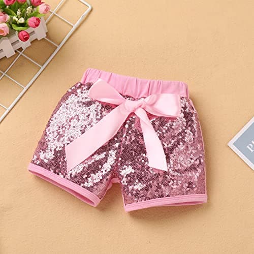 IMEKIS Baby Girl 1st Birthday Outfit & Romper with Sequin Shorts & Headband