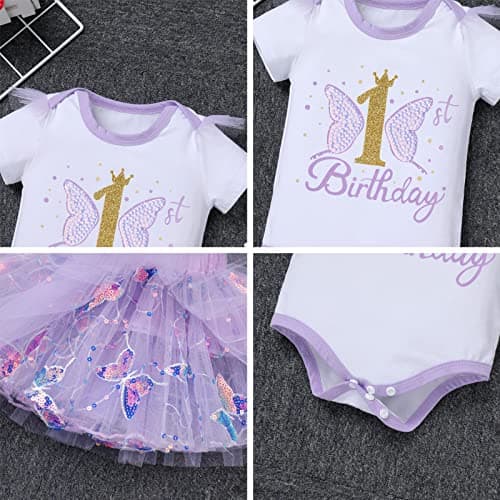 ODASDO Baby Girl First Birthday Outfit: Flower Print Cotton Romper & Tutu Skirt Set