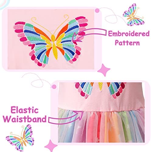 VASCHY Cute Ruffle Tulle Dress for Girls, Toddler to Big Kid Size 2-10T