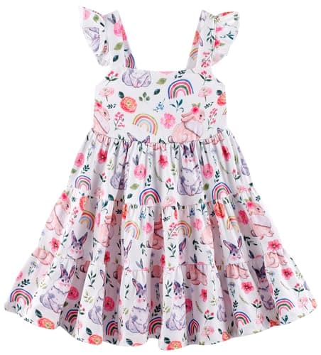 Retsugo Flutter Sleeve Birthday Party Dress for Girls 1-8 Years