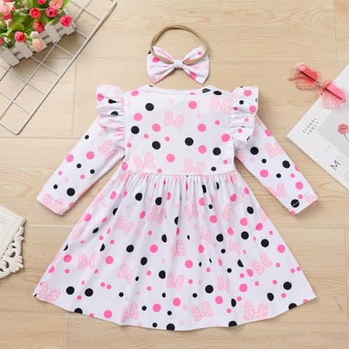 Toddler Baby Girls Strawberry Cow Birthday Dress with Headband