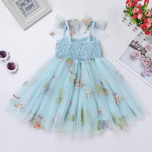 Toddler Baby Girl Birthday Princess Dress with Shiny Confetti – Boho Rainbow Cake Smash Outfit (1-6T)