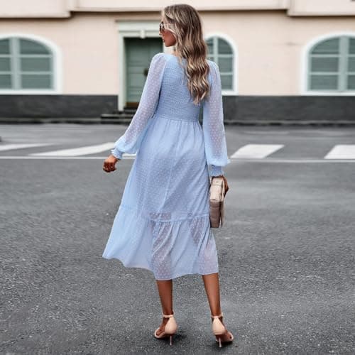 Women's V Neck Ruffle Dress