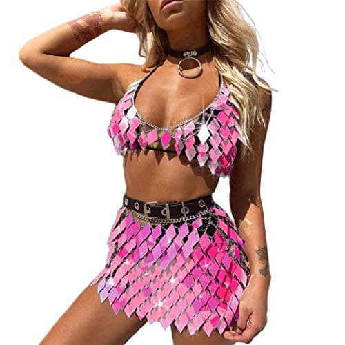 Sassy Body Chain Set with Tassel Skirt and Crop Top for Women and Girls