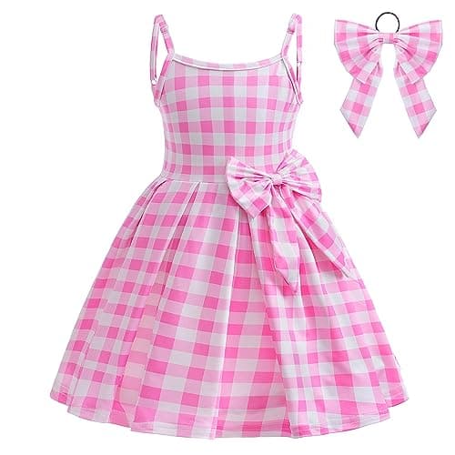 IMEKIS Vintage Pink Gingham Dress for Girls Halloween Costumes & Birthday Outfits