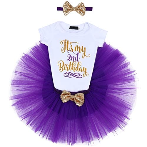 ODASDO Baby Girl Birthday Cake Smash Tutu Dress Romper 3pcs Set