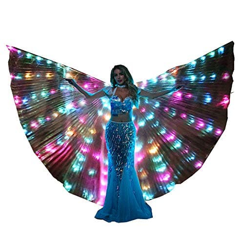 LED Isis Wings Belly Dance Costume with Glow Lights and Sticks