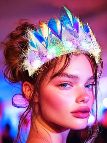Glowing Crown and Tiara Headpiece with LED Feathers for Women