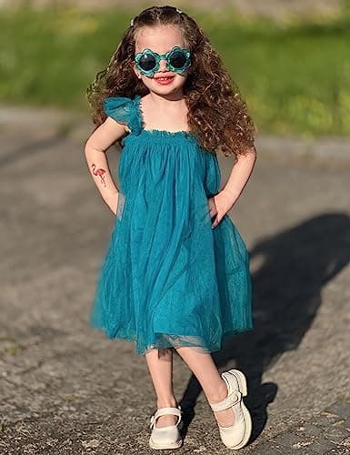 AGQT Baby Girls Butterfly Print Tulle Tutu Sundress 6M-6T