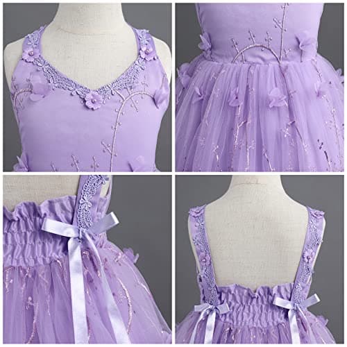 IDOPIP Backless Tulle Flower Girl Dress for Princess Birthday Weddings Bridesmaids