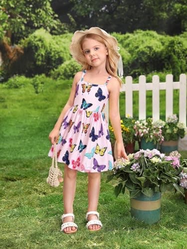 NUBEEHOHO Toddler Dinosaur Backless Sundress for Birthday Beach