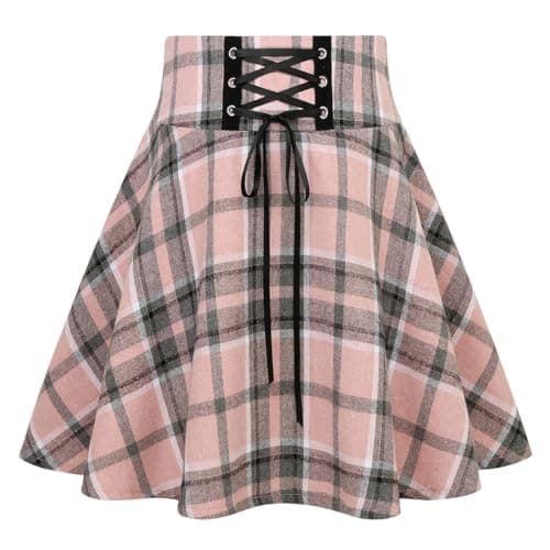 IDEALSANXUN Women's High Waist Gothic Plaid Mini Skirts