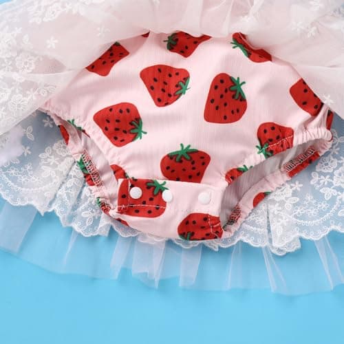 IMEKIS Strawberry Pink Heart 1st Birthday Outfit