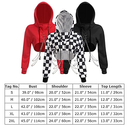 ABAFIP Women's Rave Gothic Crop Top Hoodie