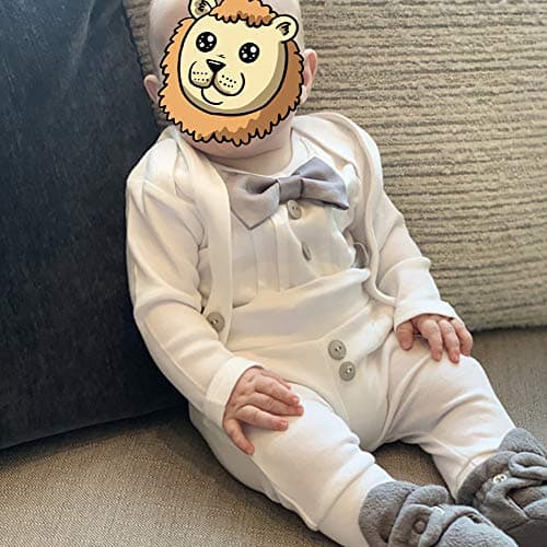 Christening Outfit for Baby Boys - Bowtie Romper with PantsSuit Set