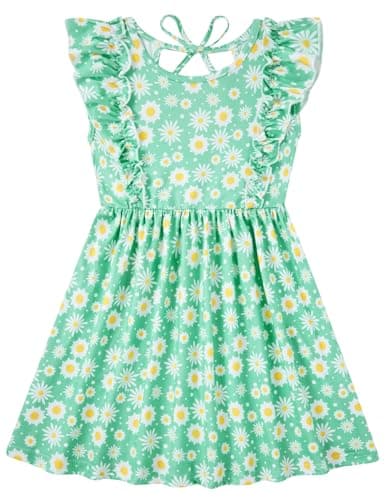 RAISEVERN Summer Ruffle Sleeve Dress for Toddler Girls 2-6T