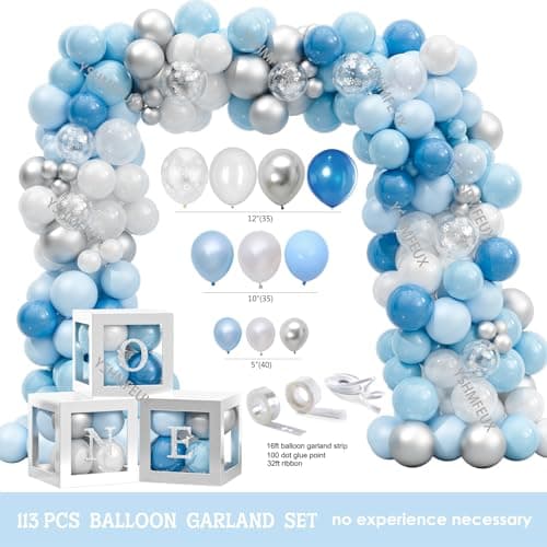 Winter Onederland Birthday Decorations for Boy, Blue Snowflake Banner Highchair Balloon