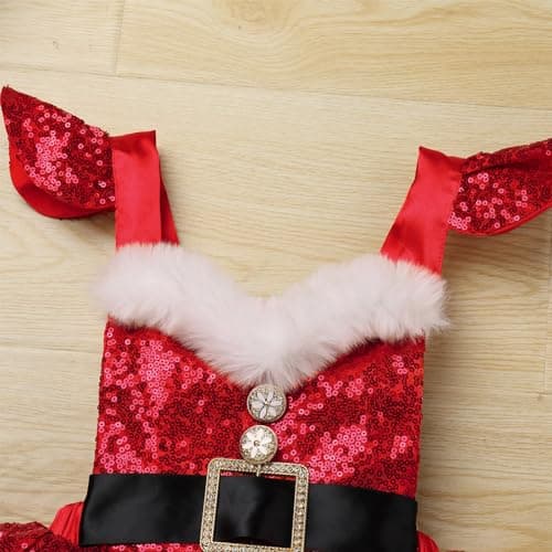 Toddler Girls Santa Costume Dress with Hat for Christmas & Halloween