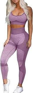 Women’s Workout Sets 2 Piece - Seamless Yoga Leggings and Cross-Strap Sports Bra Gym Outfits Activewear Matching Set