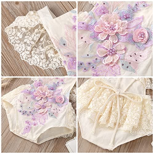 AWIBMK Baby 1st Birthday Girl Outfit Cake Smash Romper Dress Infant Lace Rainbow Tutu Skirt Headband for Photoshoot