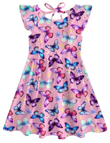 RAISEVERN Summer Ruffle Sleeve Dress for Toddler Girls 2-6T