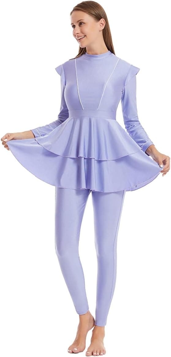Women Muslim Burkini Swimsuits Modest Swimwear Islamic Long Sleeve Full Cover Hijab Top Swim Pants Sets ​Bathing Suits