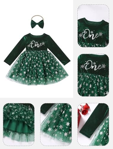 Winter Snowflake Princess Dress Set for Baby Girl's 1st Birthday Photo Shoot