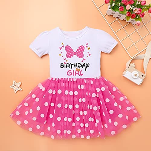 Baby Girls Polka Dots Dress Headband for Birthday Outfit and Cake Smash