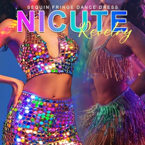 Nicute Sequin Top & Skirt Set for Women Rave Outfits