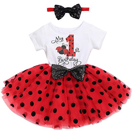 Baby Girls Birthday Outfit Polka Dots Tutu Skirt Set - Cake Smash Photo Shoot