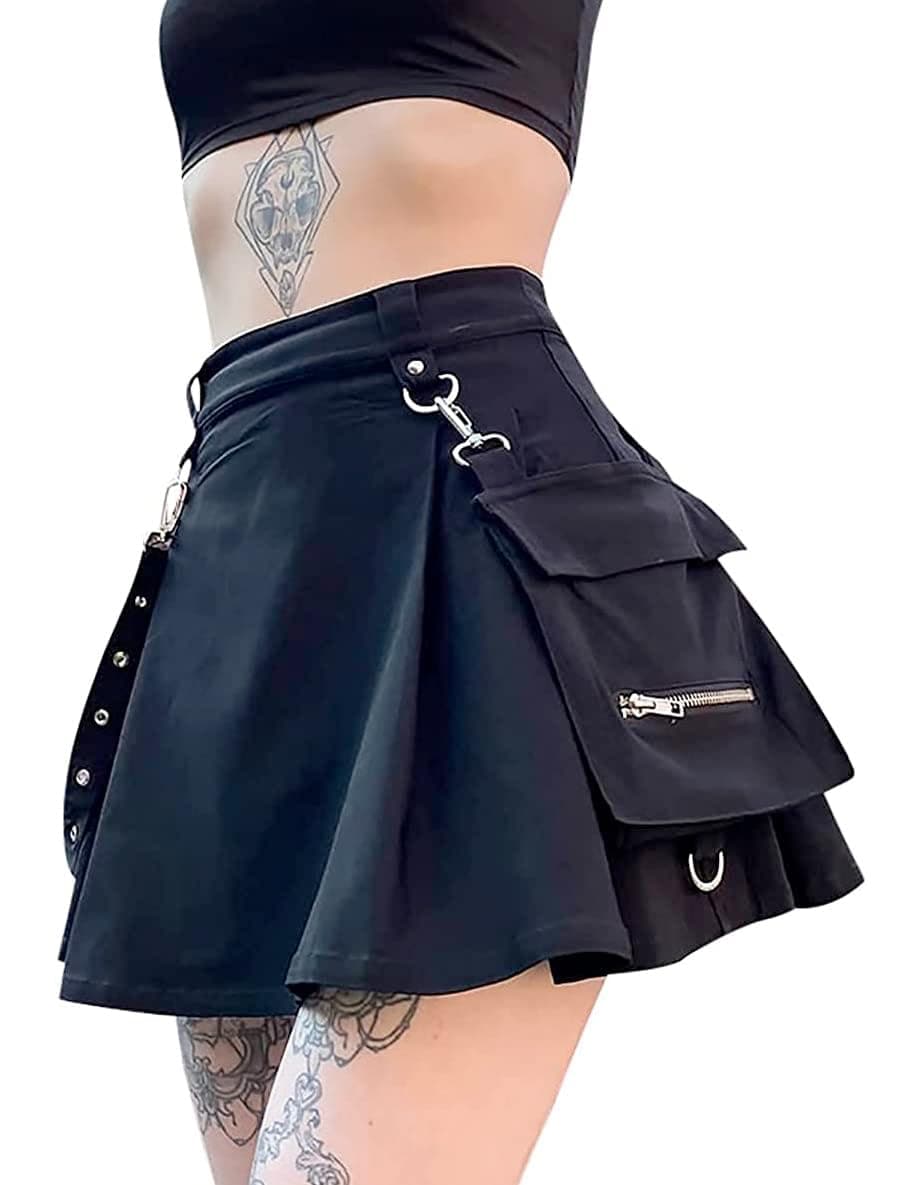 IDEALSANXUN Women's High Waist Gothic Plaid Mini Skirts