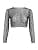 Sparkle Sequins Beads Sheer Mesh Crop Top Rave Outfit for Women Sexy Long Sleeve Pearls Fishnet Cover-up