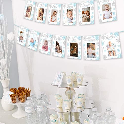 Kreatwow Snowflake Birthday Banner for Newborn to 12 Months
