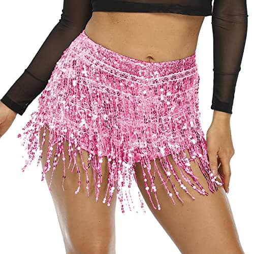 Fenyong Women's Sequins Tassel Skirts for Rave Festivals