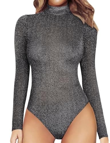 Sexy Rhinestone Studded Sheer Mesh Bodysuit for Women