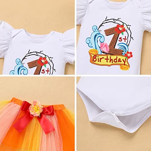 Pineapple 1st Birthday Outfit for Baby: Flamingo Luau Tutu Skirts and Boho Headband