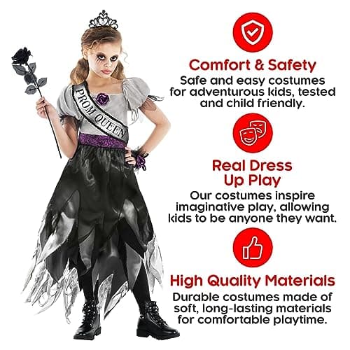 Scary Spooky Prom Queen Costume for Girls