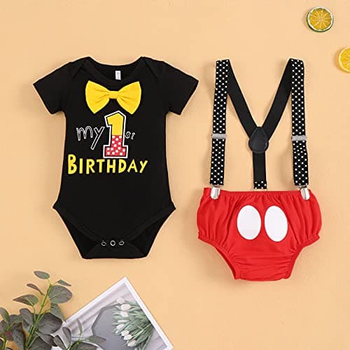 IBTOM CASTLE Baby Boys First Birthday Cake Smash Outfit Gentleman Tuxedo Clothes Set