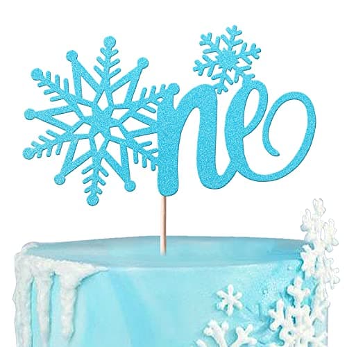 Rsstarxi 1 Pack Snowflake 1st Birthday Cake Topper Silver Glitter Party Decor