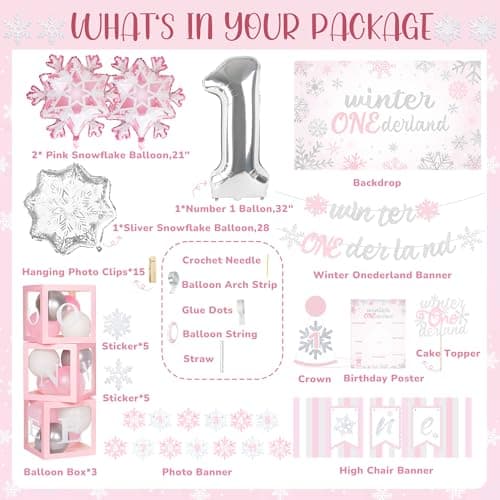 Winter Onederland 1st Birthday Party Decorations for Girls