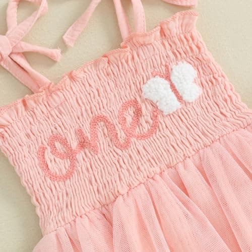 Baby Girl 1st Birthday Butterfly Embroidery Romper