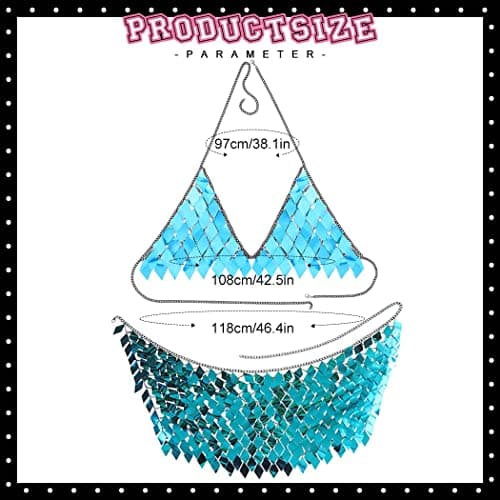 REETAN Women Sparkly Bikini Body Chain Skirt Rave Accessory