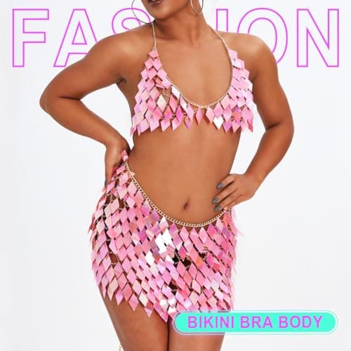 Sassy Body Chain Set with Tassel Skirt and Crop Top for Women and Girls