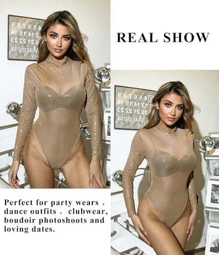 Long Sleeve Mesh Bodysuit for Women
