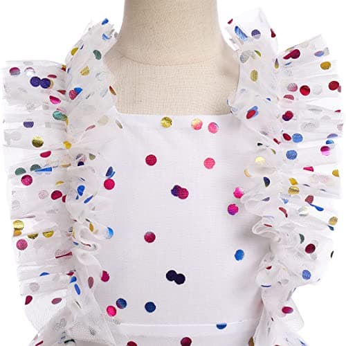 Princess Birthday Dress for Girls Ages 3-10: Confetti Ruffle Sleeve Outfit