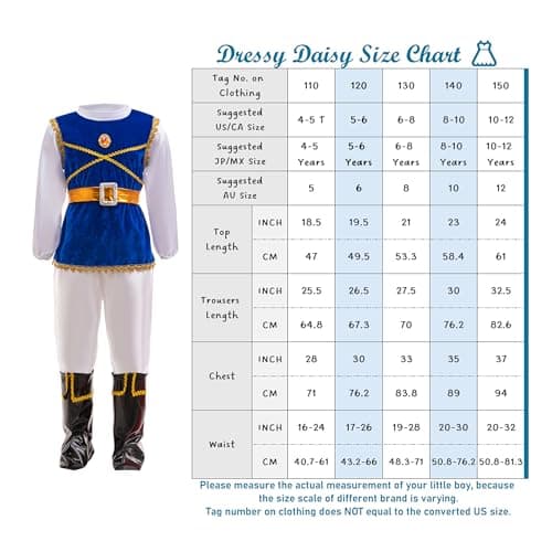 Daisy Royal Prince Charming 6 Piece Toddler Costume with Crown - Size 4T-12
