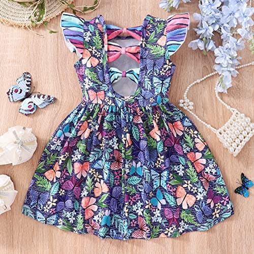Popshion Girls' Leopard Print Sleeveless Sundress with Back Bowknot